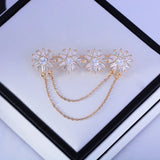 Copper Corsage Zircon Tassel Flower Brooch