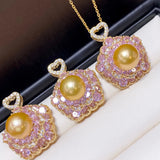Sweet Fairy Zircon Freshwater Pink Pearl Necklace Pendant