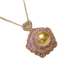 Sweet Fairy Zircon Freshwater Pink Pearl Necklace Pendant