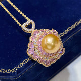 Sweet Fairy Zircon Freshwater Pink Pearl Necklace Pendant