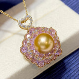 Sweet Fairy Zircon Freshwater Pink Pearl Necklace Pendant