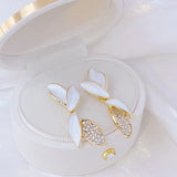 Charm Leaves Earrings For Women Zircon Stud Earrings