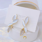 Charm Leaves Earrings For Women Zircon Stud Earrings