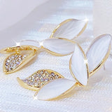 Charm Leaves Earrings For Women Zircon Stud Earrings