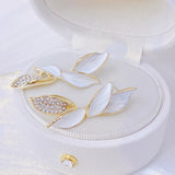 Charm Leaves Earrings For Women Zircon Stud Earrings