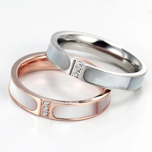 Inlaid Shells & Crystal Wedding Ring Jewelry