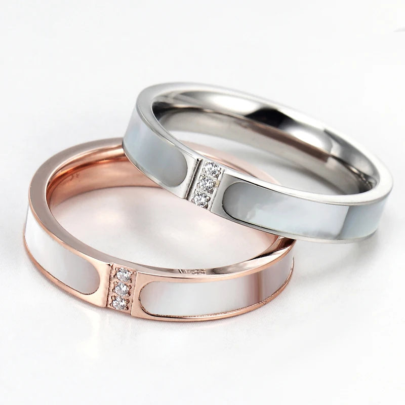 Inlaid Shells & Crystal Wedding Ring Jewelry