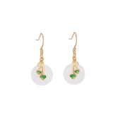 Jade Enamel Earrings Retro Ear Jewelry for Women