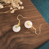 Jade Enamel Earrings Retro Ear Jewelry for Women