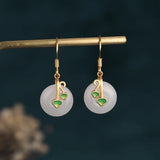 Jade Enamel Earrings Retro Ear Jewelry for Women