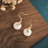 Jade Enamel Earrings Retro Ear Jewelry for Women