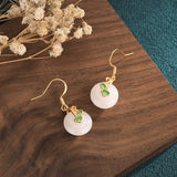 Jade Enamel Earrings Retro Ear Jewelry for Women