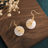 Jade Retro Bamboo Leaf Earrings for Women Gift