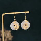 Jade Retro Bamboo Leaf Earrings for Women Gift
