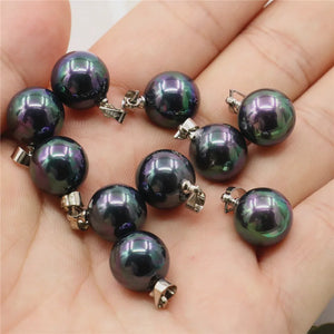 5pcs Shell Pearl 10mm Round Bead Pendant DIY Necklace Gift for Women