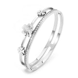 Women Girls Wedding Party Cuff Bangles Stainless Steel Charm Bracelets
