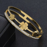 Women Girls Wedding Party Cuff Bangles Stainless Steel Charm Bracelets