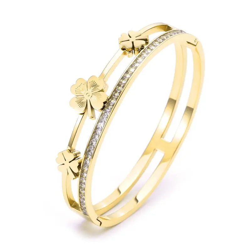 Women Girls Wedding Party Cuff Bangles Stainless Steel Charm Bracelets