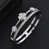 Women Girls Wedding Party Cuff Bangles Stainless Steel Charm Bracelets