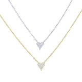 Heart Pendant Necklace CZ Paved 925 Silver Valentines Gift