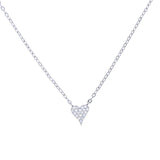 Heart Pendant Necklace CZ Paved 925 Silver Valentines Gift