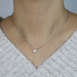 Heart Pendant Necklace CZ Paved 925 Silver Valentines Gift