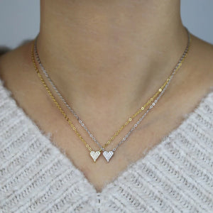 Heart Pendant Necklace Clear CZ 925 Sterling Silver Valentines Gift