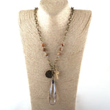 Ethnic Glass Drop Pendant Necklace for Women