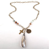 Ethnic Glass Drop Pendant Necklace for Women