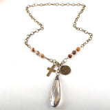 Ethnic Glass Drop Pendant Necklace for Women
