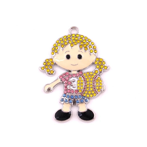 Softball Girl Rhinestone Pendant DIY Jewelry Set