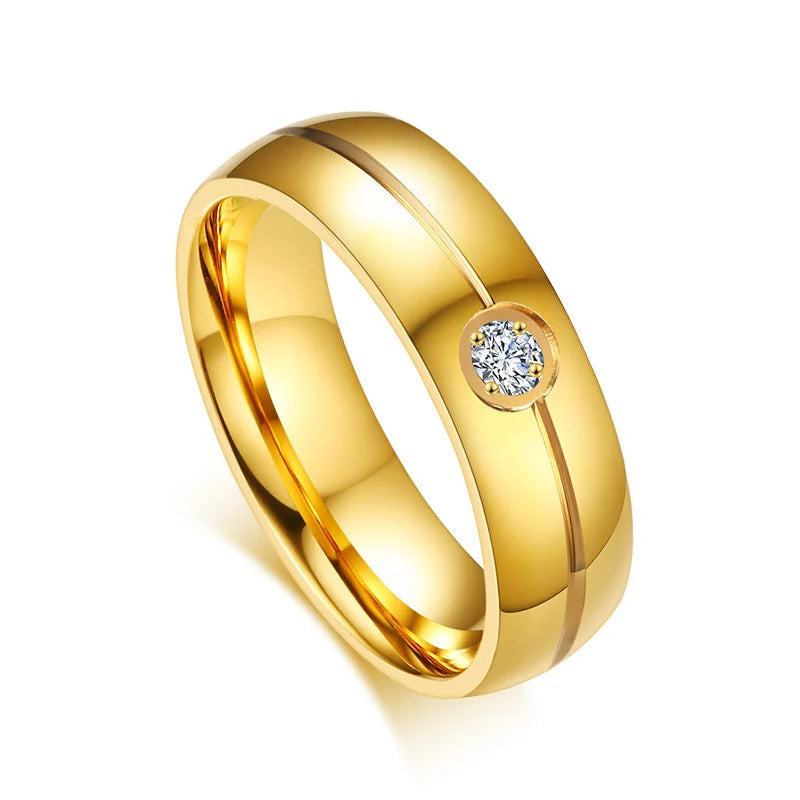6MM Stainless Steel Engagement Wedding Ring for Women Men