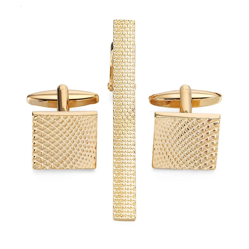 Men's Metal Necktie Tie Bar Clasp Clip Cufflinks Set Gift Stainless Steel