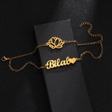 Personalised Stainless Steel Bracelet Double Layer Flower Name Accessory