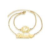 Personalised Stainless Steel Bracelet Double Layer Flower Name Accessory