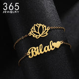 Personalised Stainless Steel Bracelet Double Layer Flower Name Accessory