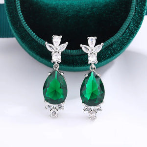 Stylish Retro Drop Earrings Set Green Temperament Party Gift