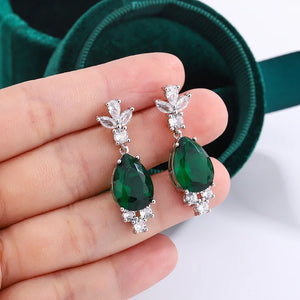 Stylish Retro Drop Earrings Set Green Temperament Party Gift