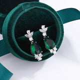 Stylish Retro Drop Earrings Set Green Temperament Party Gift