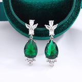 Stylish Retro Drop Earrings Set Green Temperament Party Gift