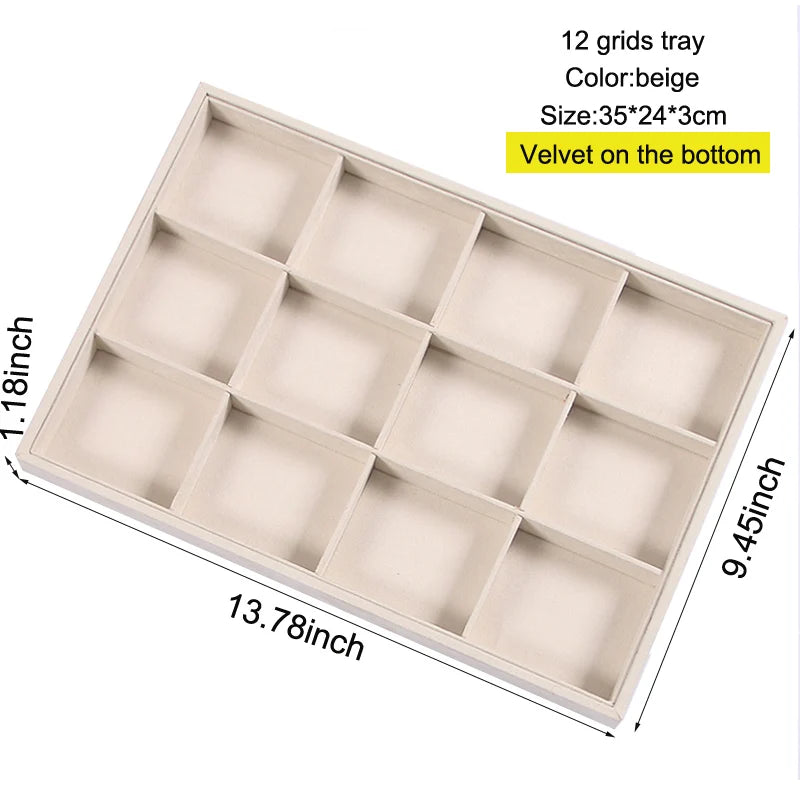 Suede Nap Fabric Velvet Jewellery Tray Earrings Necklaces Storage