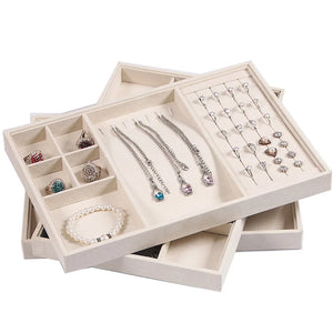 Suede Nap Fabric Velvet Jewellery Tray Rings Earrings Necklaces Storage