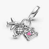 925 Silver Airplane Globe Suitcase Charms for DIY Jewelry