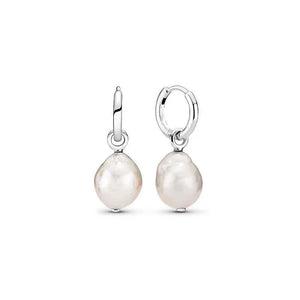 Baroque Pearl Hoop Earrings Freshwater Cultured 925 Silver Summer Collection