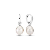 Baroque Pearl Hoop Earrings Freshwater Cultured 925 Silver Summer Collection
