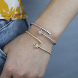 Adjustable Open CZ Shooting Star Bangle Bracelet