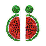 Summer Ethnic Rice Beads Fruits Earrings Watermelon Cherry Orange