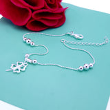 Sterling Silver Anklet Clover Pendant Ankle Bracelet