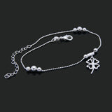 Sterling Silver Anklet Clover Pendant Ankle Bracelet