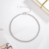 925 Silver Anklet Women's Ankle Bracelet Beaded Chain Jewelry Gift